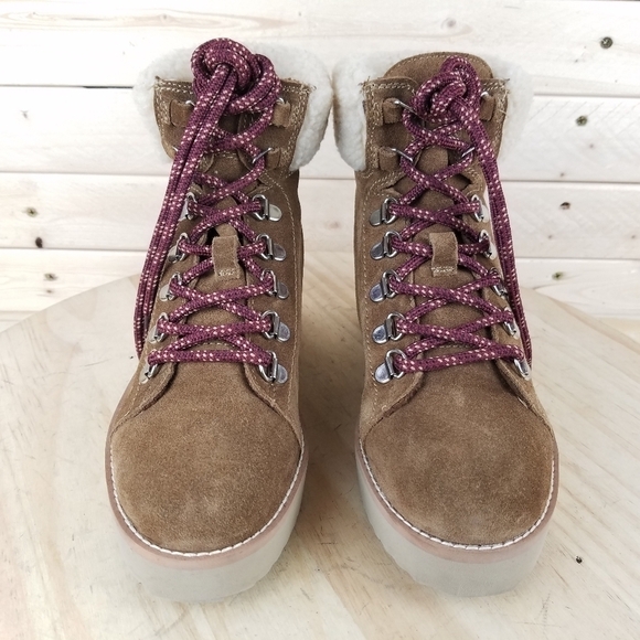 Sam Edelman Franc 6 US Hiking Trail Boot Booties Faux Shearling Trim Lace-up NEW - Picture 10 of 12